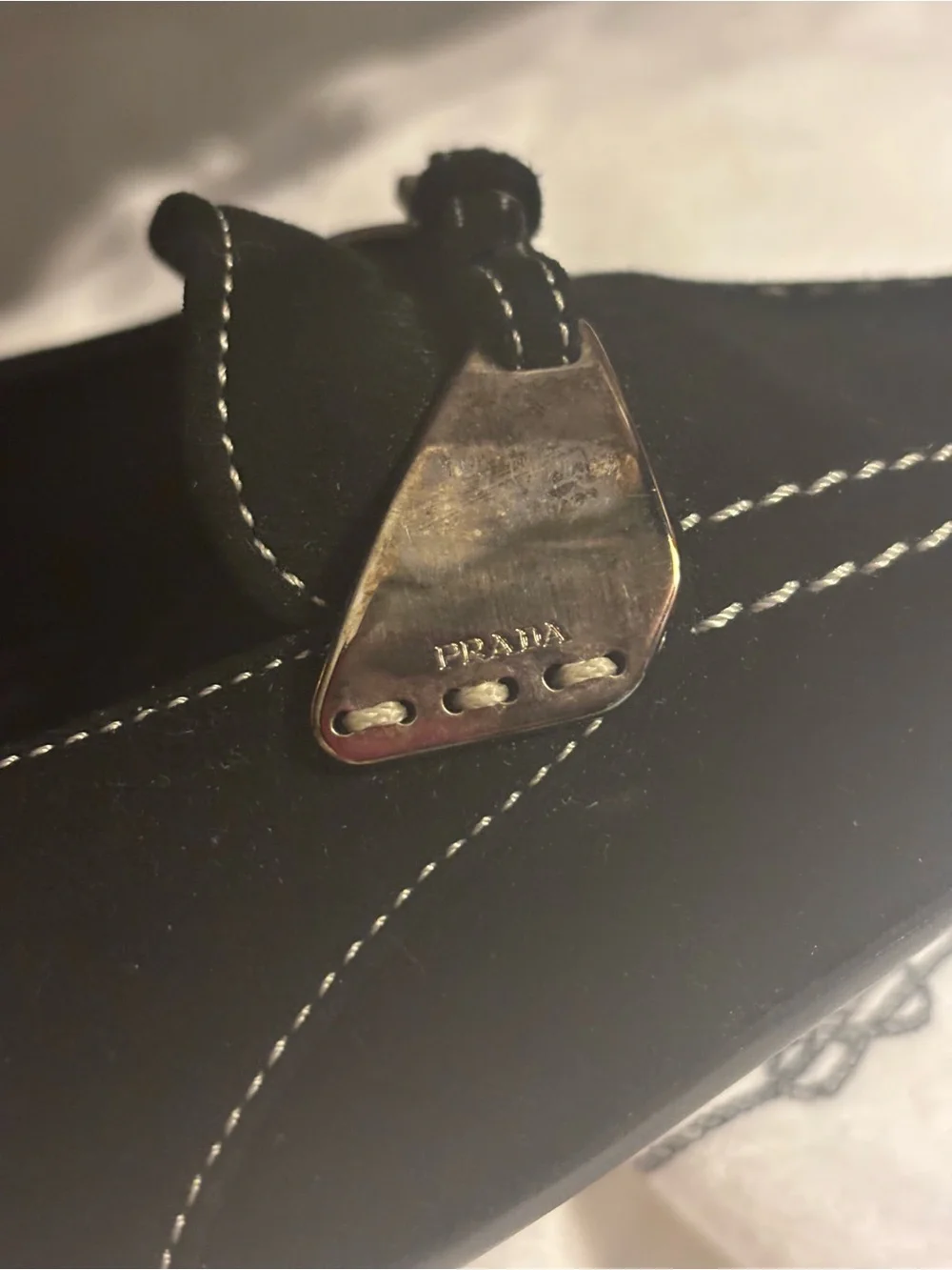 Vintage Prada Black Slingback Kitten Heels Contrast Stitch IT 38 - Picture 14 of 14